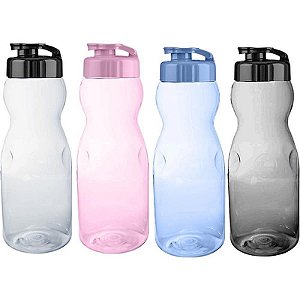 Garrafa Plástica Veneza Sortida 1000ml Com Tampa Flip - Pacote Com 04 Unidades