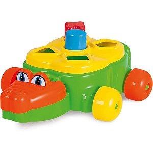 Brinquedo Educativo Jacaré Júnior Com Blocos E Puxador