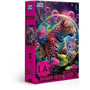 Quebra-cabeça Cartonado Ia Jáguar Neon 500 Peças Nano