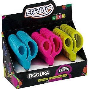 Tesoura Escolar Curva 13cm 3 Cores Neon Dp.c/24