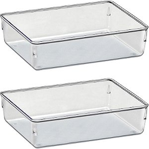 Organizador De Potes Retangular Duplo 24x16x5,5cm - Conjunto Com 2 Peças