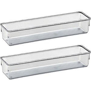 Organizador De Potes Retangular Longo 32x8x5,5 Cm - Conjunto Com 2 Peças