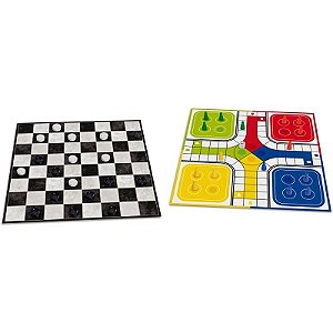 Jogo De Tabuleiro Dama E Ludo Com Peças Plásticas
