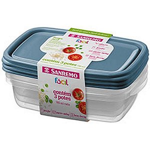 Pote Plástico Conj 3 Potes Fácil 785ml