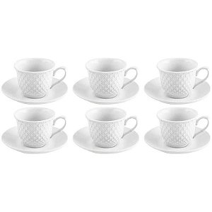 Xícara Para Chá De Porcelana Wembley Branca 150ml - Conjunto Com 12 Peças