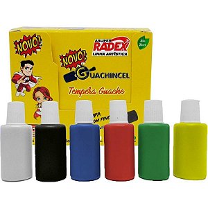 Tinta Guache Escolar 18ml Com Pincel 6 Cores
