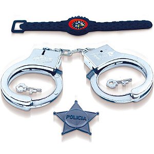 Brincando De Profissões Super Policial Algema E Pulseira, 5 Peças