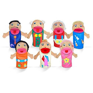 Fantoche Família Branca Com 7 Peças - 28cm