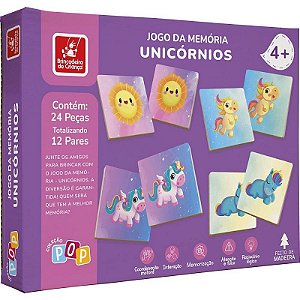 Jogo Da Memória Em Madeira Unicórnios 24 Peças