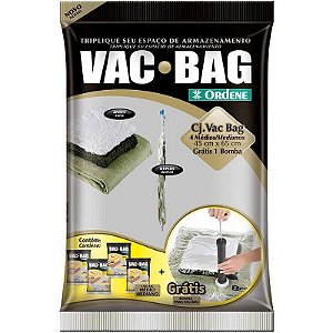 Saco Para Armazenagem Vac Bag 4 Médios+bomba 45x65cm