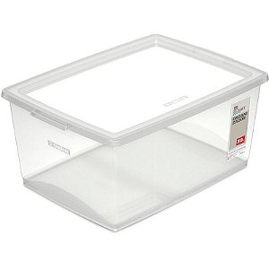 Caixa Plástica Multiuso Cristal 30l Com Tampa E Trava – 37,8x53x23,5cm