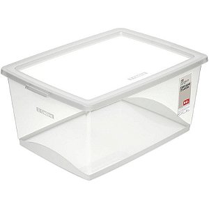Caixa Plástica Multiuso Cristal 60l Com Trava - 63x41x30,5cm