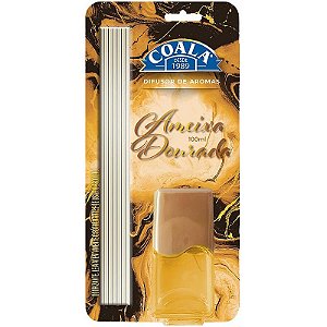 Difusor De Aroma Coala Ameixa Dourada 100ml Com Varetas Decorativas