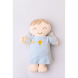 Boneca De Pelúcia Anjinho Da Guarda Azul 32cm
