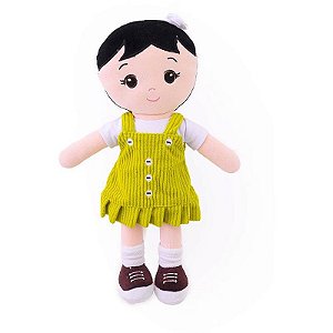 Boneca De Pelúcia Gisele Com Vestido Verde 35cm Bordada