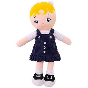 Boneca De Pelúcia Flora Com Vestido Marinho 35cm