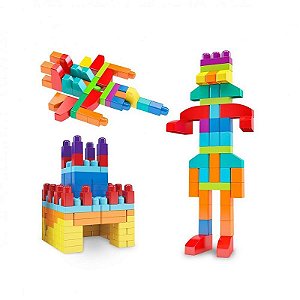 Brinquedo Para Montar Sacola Construção Blocolândia 80 Peças
