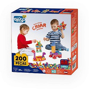 Brinquedo Para Montar Monta Mais Blocolândia Click Com 200 Peças Coloridas