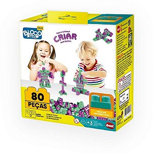Brinquedo Para Montar Monta Mais Blocolândia Click Com 80 Peças Coloridas