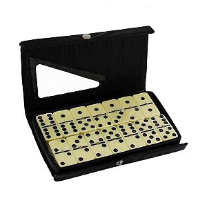 Jogo De Dominó Com Estojo Preto 28 Peças - 9mm