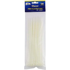 Abraçadeira De Nylon Branca 2,5 X 200 Mm Pacote Com 100