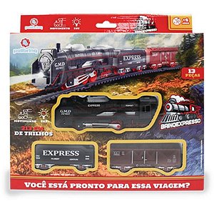 Locomotiva Brinexpresso 213cm Trilho 13 Peças - Diversão Sem Limites
