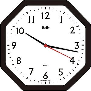 Relógio De Parede Oitavado Preto 22cm