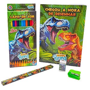 Kit Escolar Dino/gamer Para Colorir Sortido Completo