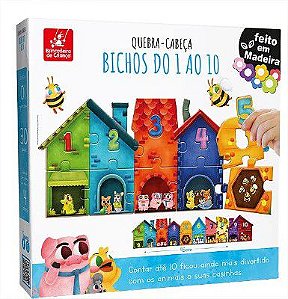 Quebra-cabeça De Madeira Bichos Do 1 Ao 10 - 30 Peças