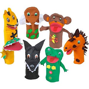 Fantoche Animais Selvagens - Kit Com 7 Peças (26cm)