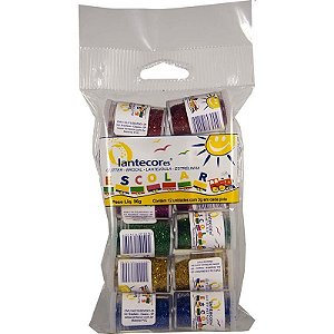 Kit Escolar Glitter Pvc 6 Cores Sortidas - 12 Potes De 3g