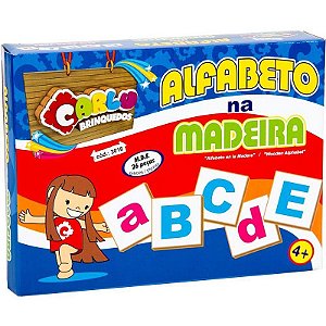 Brinquedo Pedagógico Alfabeto Na Madeira Com 26 Peças