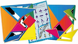 Brinquedo Pedagógico Madeira Tangram 14 Peças 65 Figurinhas