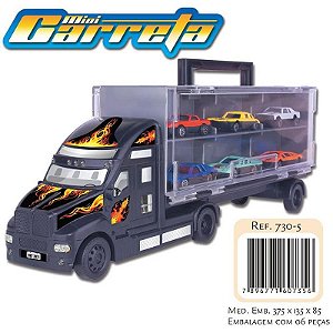 Caminhão Mini Carreta Com 6 Veículos E Maleta Para Transporte