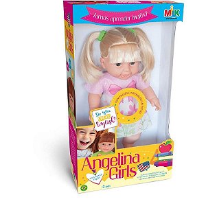 Boneca Com Mecanismo Angelina Aprendendo Inglês 33cm