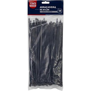 Abraçadeira Nylon Preta 4,8x200mm Pct Com 100