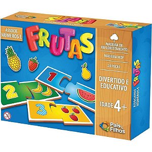 Brinquedo Pedagógico Madeira Associe Números E Frutas