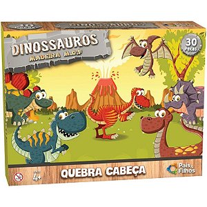 Quebra-cabeça De Madeira Dinossauro 30 Peças
