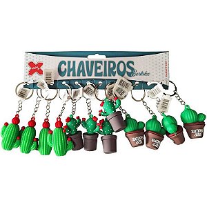 Chaveiro Cactos 5cm - Blister Com 12 Peças