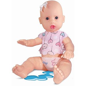 Boneca Com Mecanismo Bebê Xixizinho Com Mamadeira 28cm