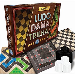 Jogo De Tabuleiro 3 Em 1: Ludo, Dama E Trilha