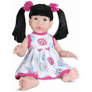 Boneca Realist Small Cabelo Preto 37,5cm Em Vinil