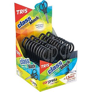 Tesoura Escolar Tris Class Basic 13cm - 3 Cores - Caixa Com 20