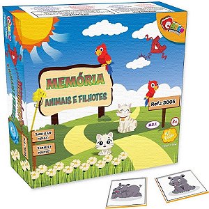 Jogo Da Memória Animais E Filhotes 40 Peças - Desenvolva A Memória E A Concentração!