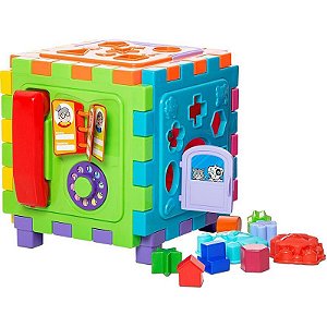 Brinquedo Educativo Cubo Didático Grande 2 Em 1