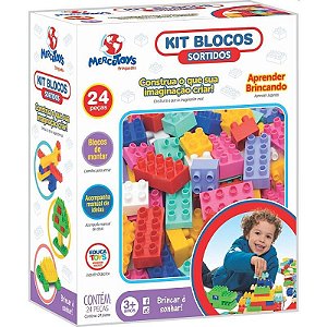 Brinquedo Para Montar Kit Blocos De Encaixe 24 Peças Sortidas