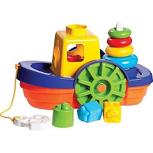 Brinquedo Educativo Barco Didático Com Blocos E âncora