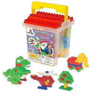 Brinquedo Para Montar Balde Com Blocos 110 Peças