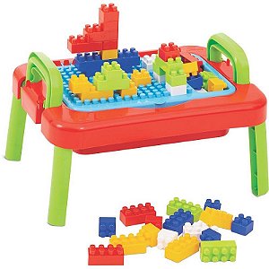 Brinquedo Para Montar Mesa Mercoblocks Unissex Com 64 Peças