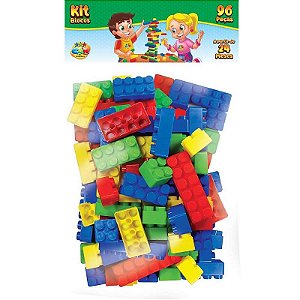 Brinquedo Para Montar Blocos 96 Peças - Kit Super Colorido